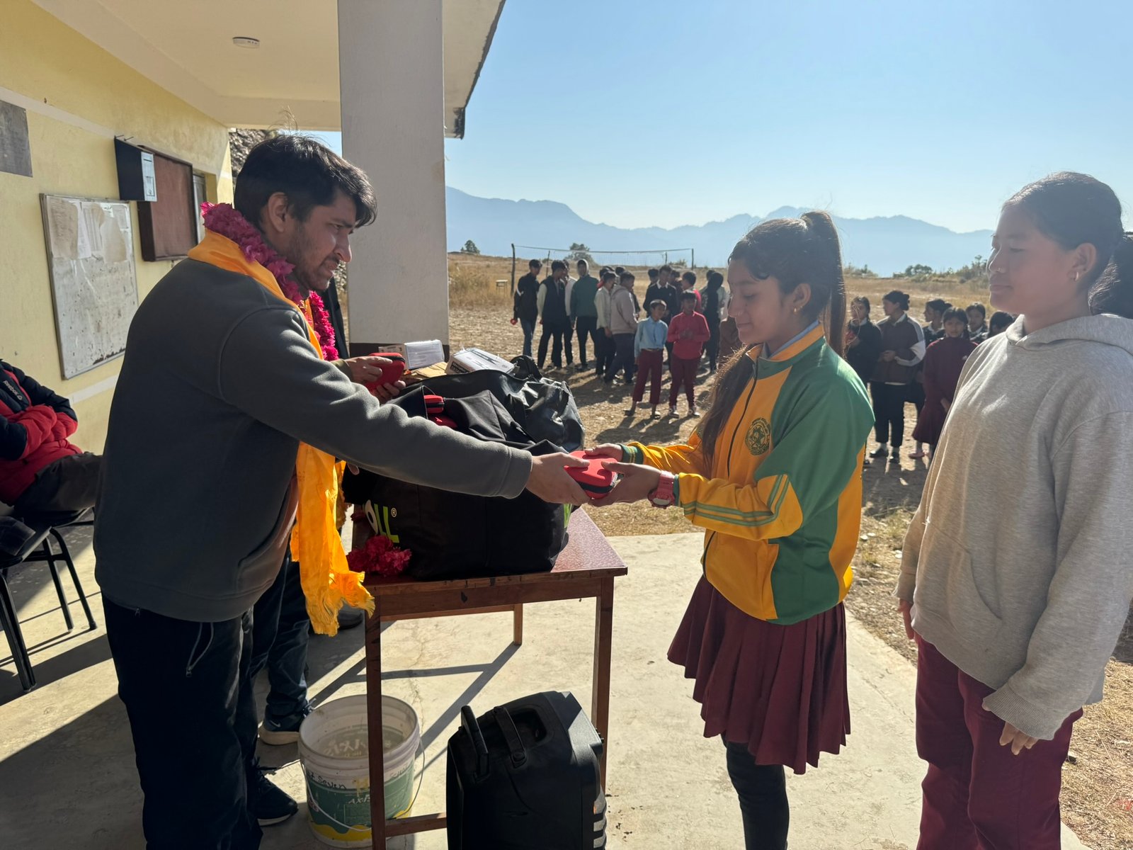 Distribution of supplies to schoolchildren