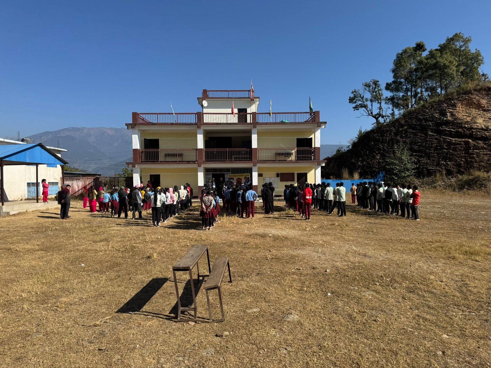Community gathering at the school