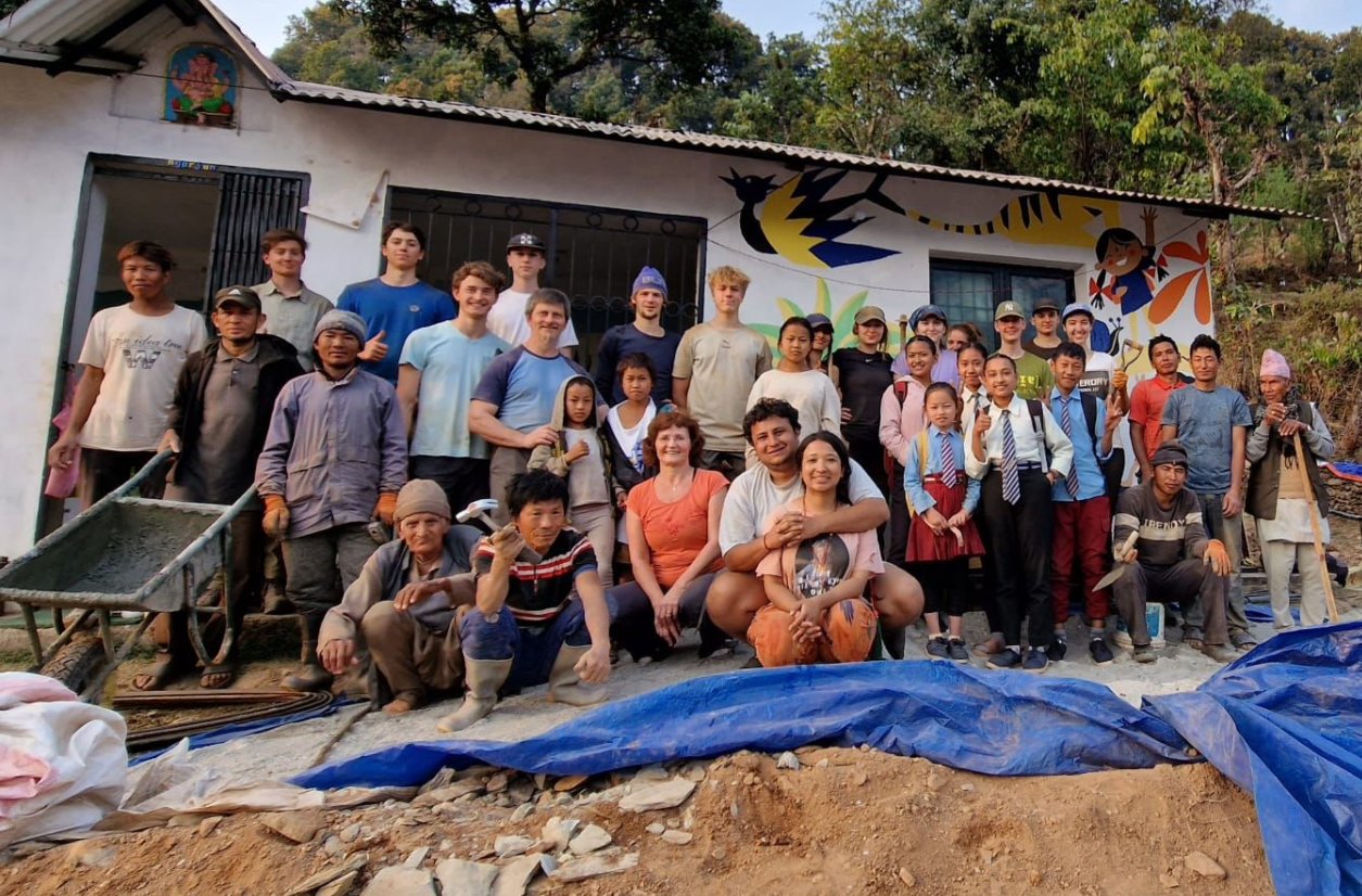 Volunteer group at construction site
